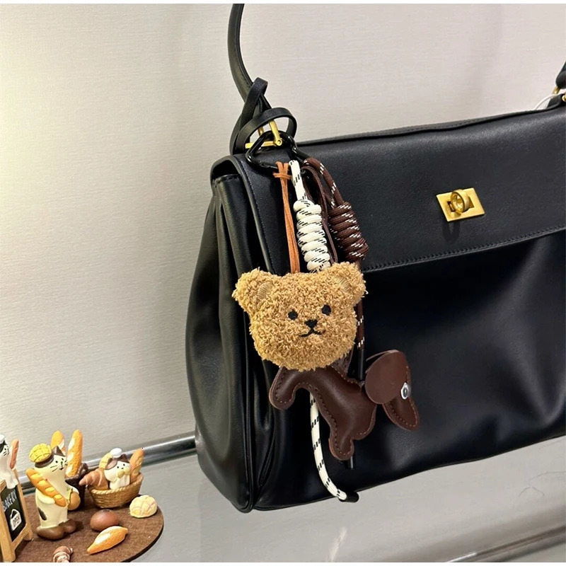 Trendy Pendant Accessories Y2k Cute Plush Bear Keychain Puppy Rabbit Baseball Postcard Mobile Bag Pendant For Girl Women Gifts250103