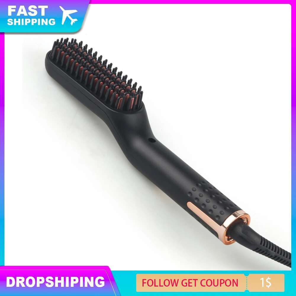 Multifunctional Men Straightener Portable Quick Heating Electric Hot Hair Brush Anti-Scald Beard Style Comb for Man