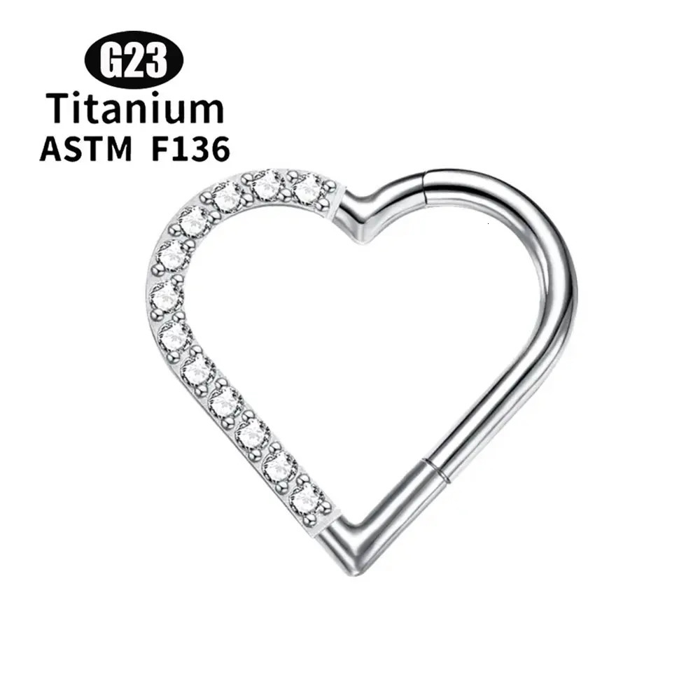 10pcs Heart Daith High Quality Hoop Nose Ring Ear Cartilage Tragus Earrings 16G Clicker Tragus Jewelry Body Piercing 250103
