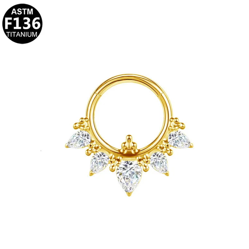 F136 Nose Ring for Men and Women 16G 8mm Hoop Septum Nose Piercing Jewelry Cartilage Earrings CZ Body Jewelry G23 250103