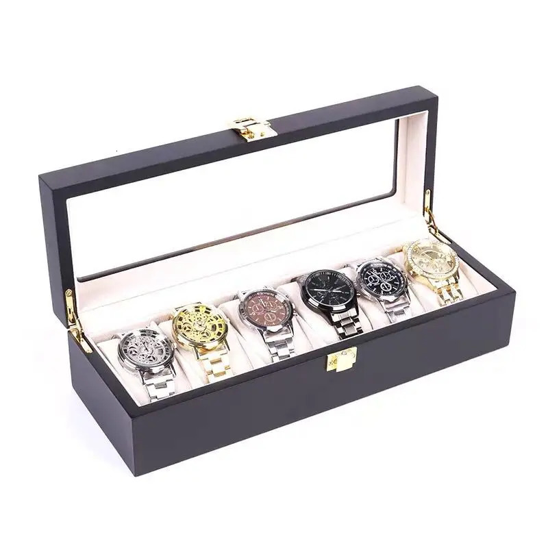 Wood Watch Box Organizer Black Wood Watch Stand Mens Watch Box Jewelry Storage Box 250102