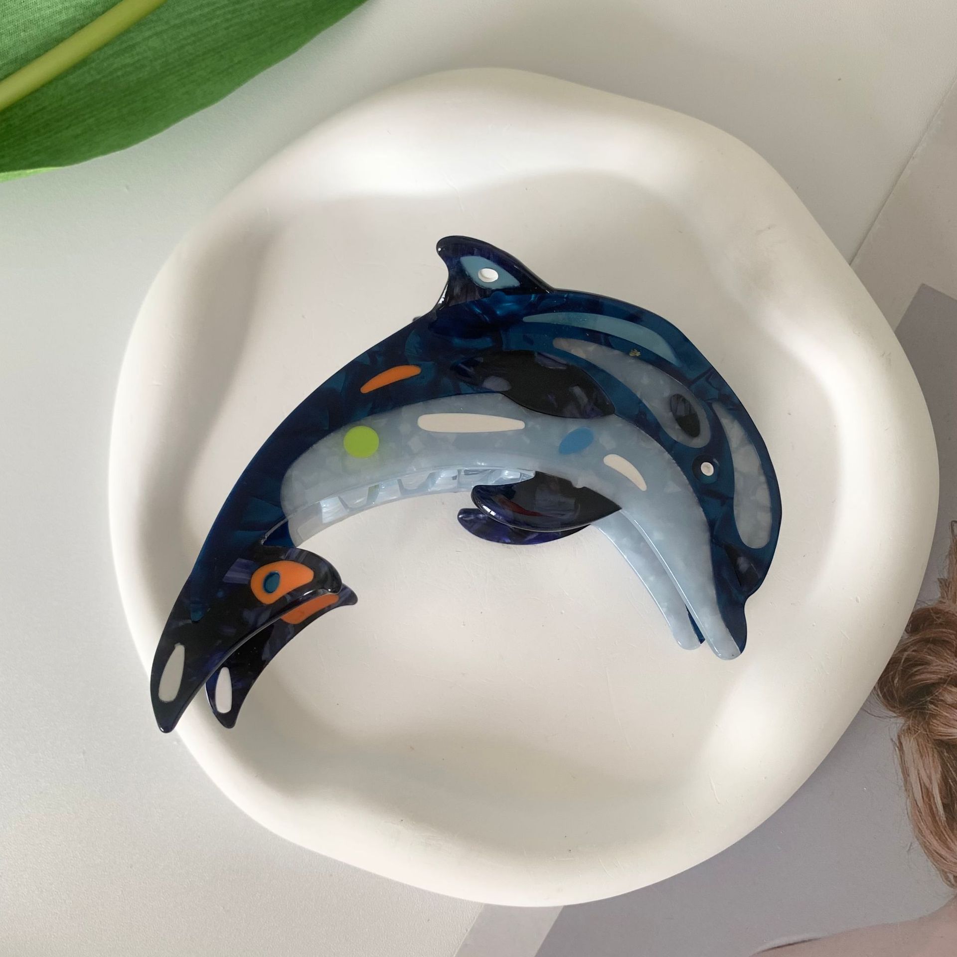 Niche design whale hair clips fall new orca scratch clip splicing large plate hair acetate hair card hair accessories clip