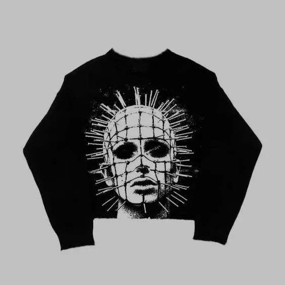 American y2k warm trendy jacquard knit sweater Harajuku fashion casual loose top for men and women ins