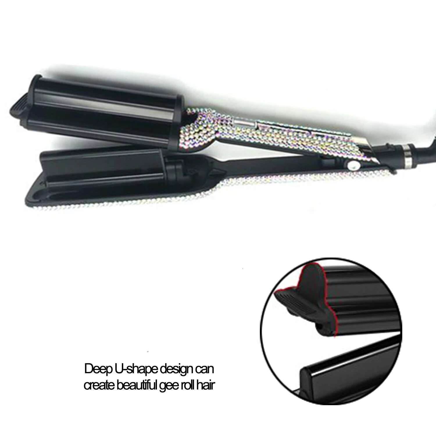 Deep Wave Crimp Rhies Temperature Adjustale Cermaic Triple Barrel Curg Iron with LCD Display for Hair Stylist