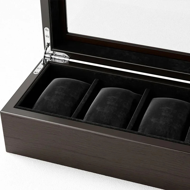 Wooden Watch Box Storage Box Black Watch Box Organizer Transparent Skylight Mechanical Watch Display Series 250102