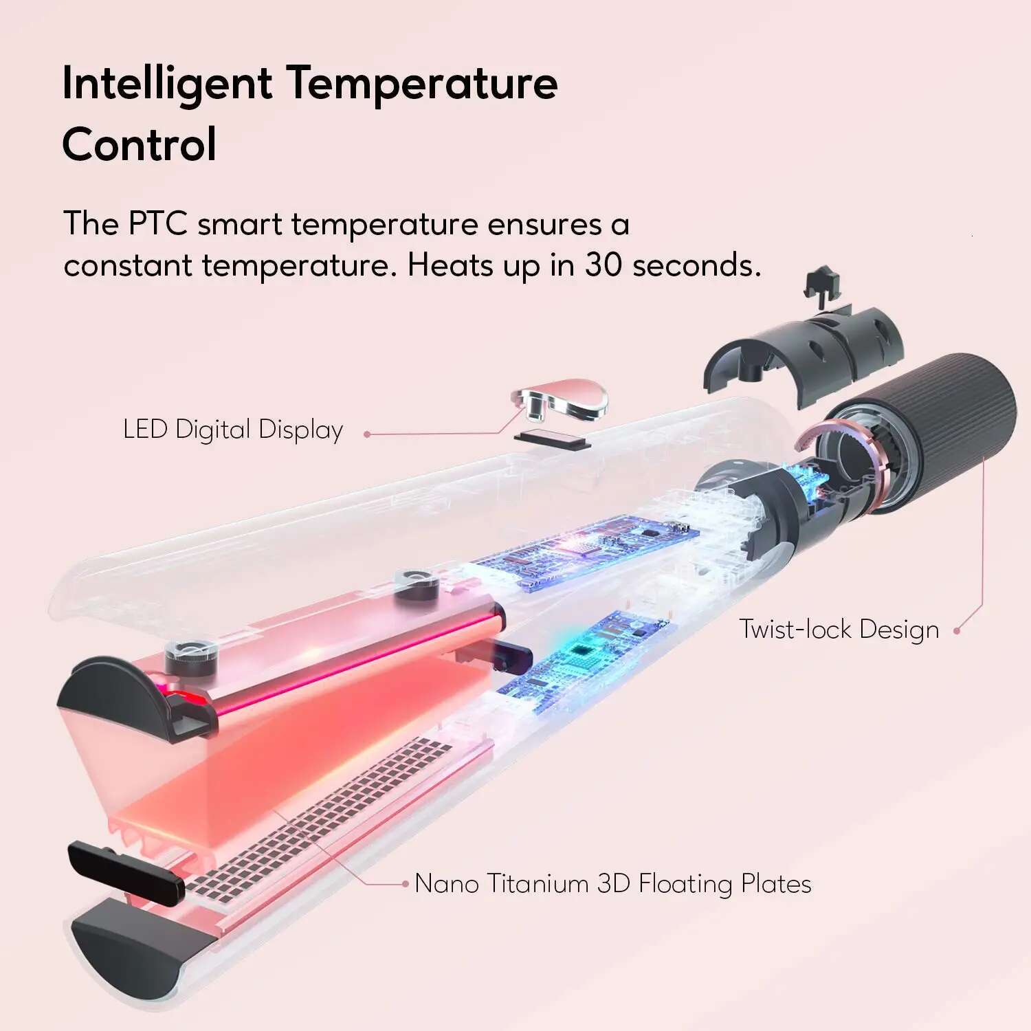 KIPOZI V7 Pro Hair Straightener Curler 2 in 1 Dual Voltage Titanium Straighteners For Salon Auto Shut Off Flat Iron Rose Gold