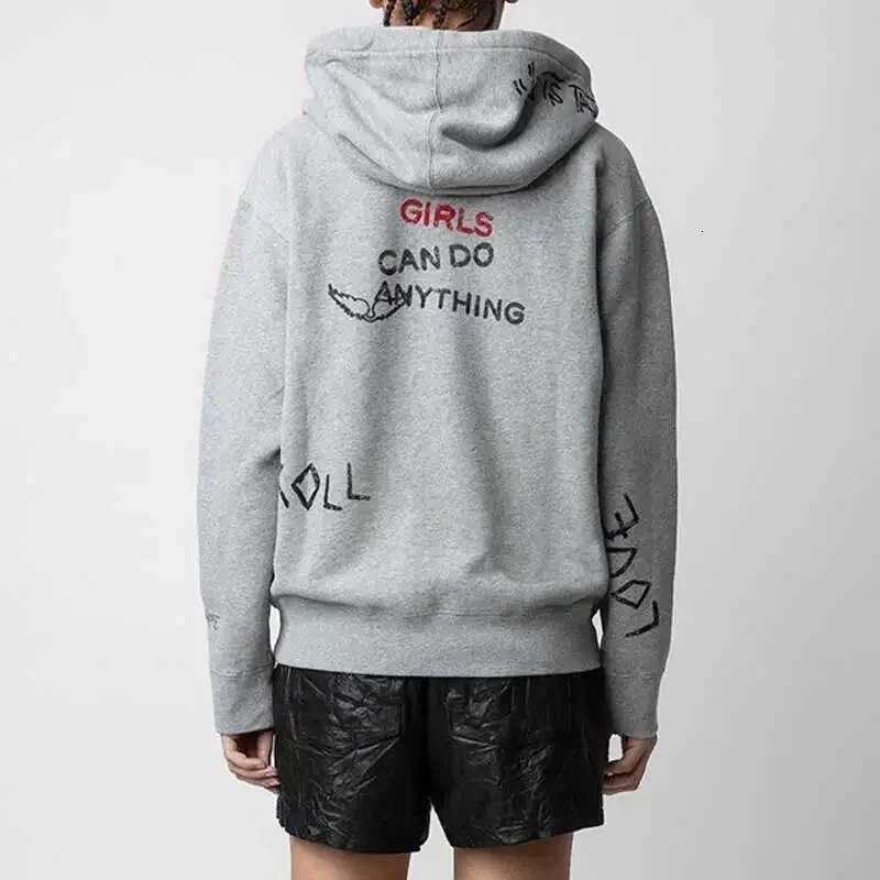 Cotton Hooded Sweatshirt Graphic Letters Print New Sweatshirts Female Long Sleeve Zipper Autumn Winter Women Hoodies
