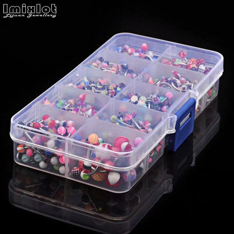 50/100PCS Mixed Acrylic Steel Body Piercing Jewelry Lot Bulk Nose Ring Tongue Bar Navel Eyebrow Lip Labret Piercing Set 250103