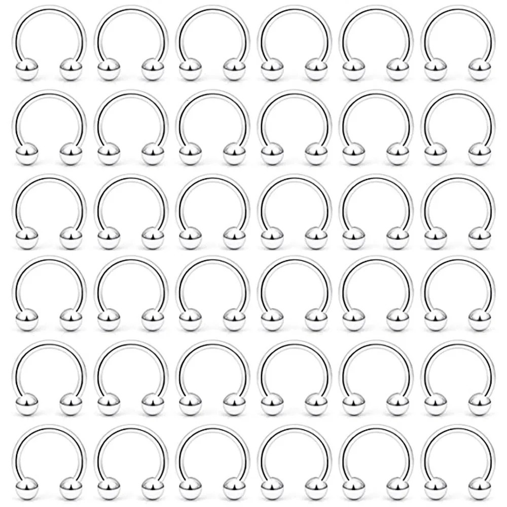 Wholesale 100PCS/Lot Steel Nose Ring Hoop Nostril Piercing Septum Ring Horseshoe Nose Ring Body Jewelry 20G 16G 250103