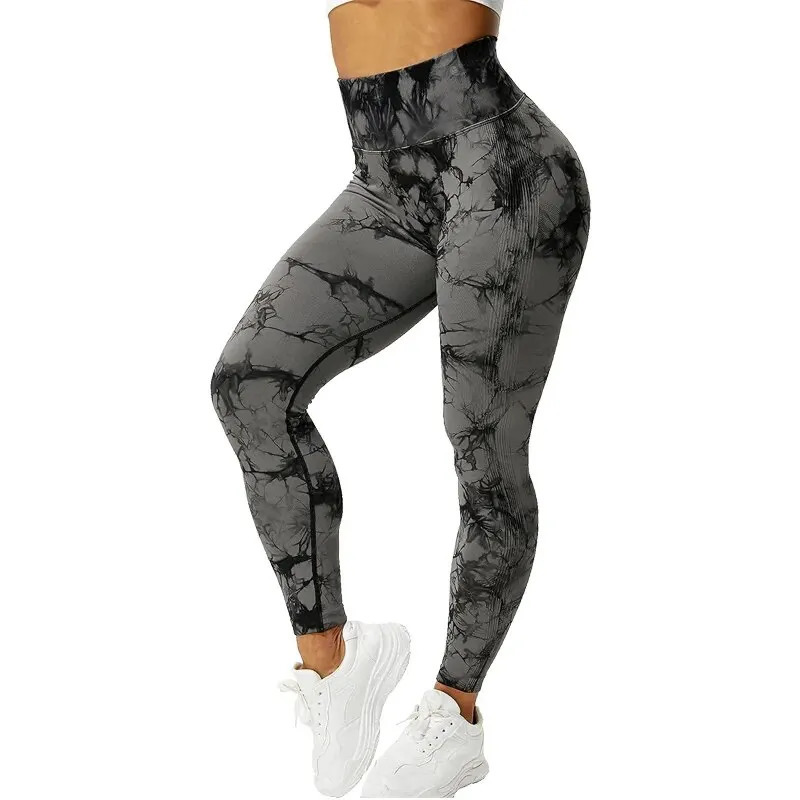 Tie Dye Seamless Leggings for Women High Waist Yoga Pants Scrunch Butt Lifting Elastic Tights 241231