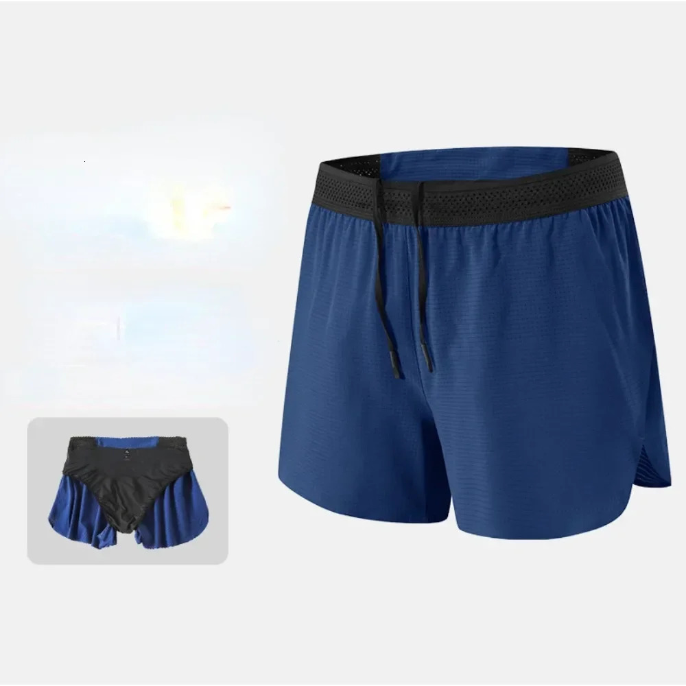 Mens Summer Sports Shorts Antiexposure Marathon Running Training Loose Fitness Racing Quickdrying Threequarter Pants 250103
