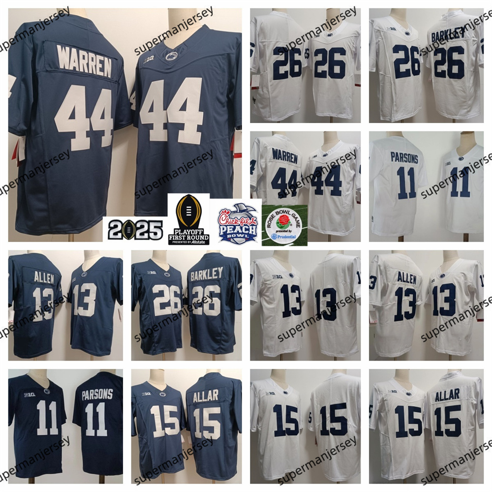 PSU Penn State Football Jersey College 2025 Tyler Warren 26 Saquon Barkley 15 Drew Allar 13 Allen PARSONS 11