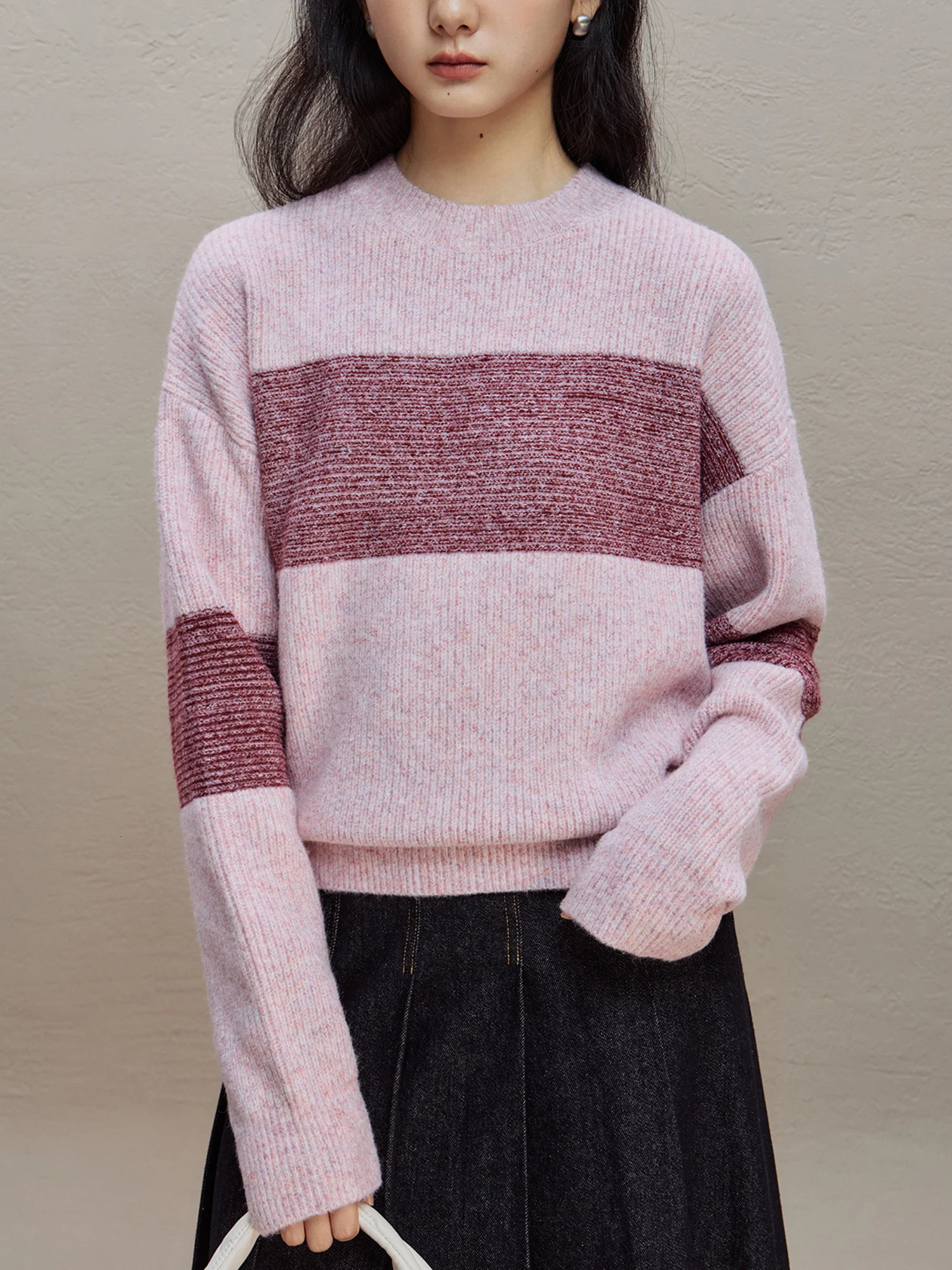 ZIQIAO 29% Sheep Wool Roamntic Sweater For Women Winter Gentle Style Loose Round Neck Knitted Pullover Top 23ZQ94422 250103