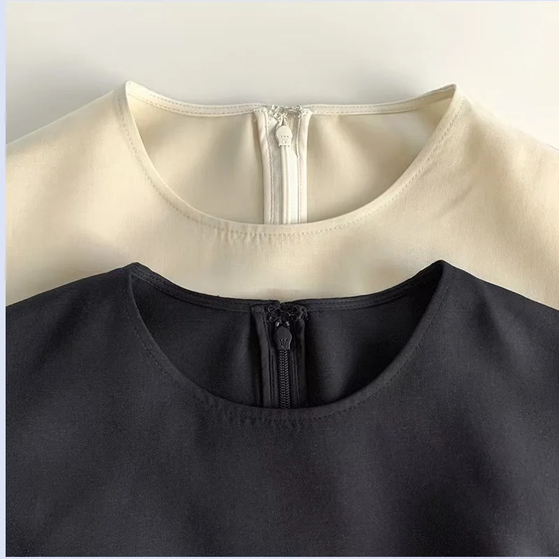 early spring viscose linen water ripple pleated lace up waist length dress 250103