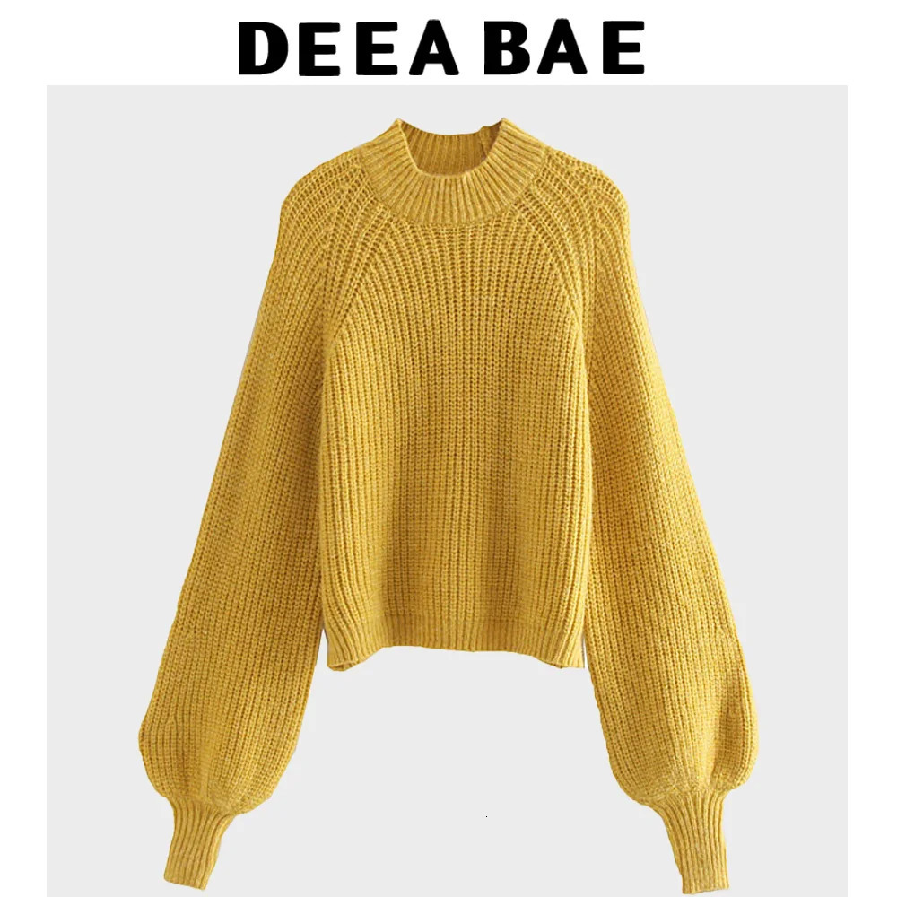 DEEABAE Korean Style Womens Clothing Lazy Round Neck Pullover Sweater Simple Commuting Loose knitted Bottoming Shirt 250103