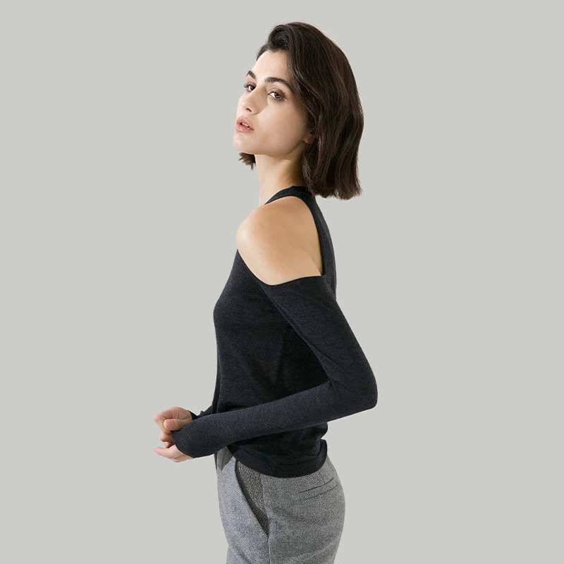 1612 100% Wool Pullover Off shoulder thin top Sweater For Women Ladies autumn Cloths luxury Womens Clothing 250103