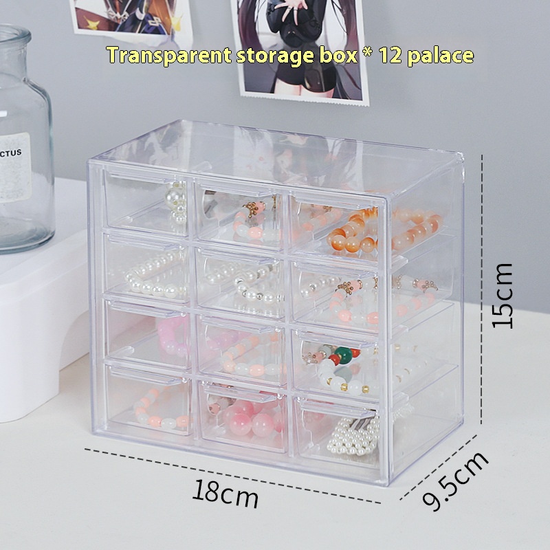 Transparent jewelry box earrings earrings jewelry storage box beads necklace beads nine lattice storage box