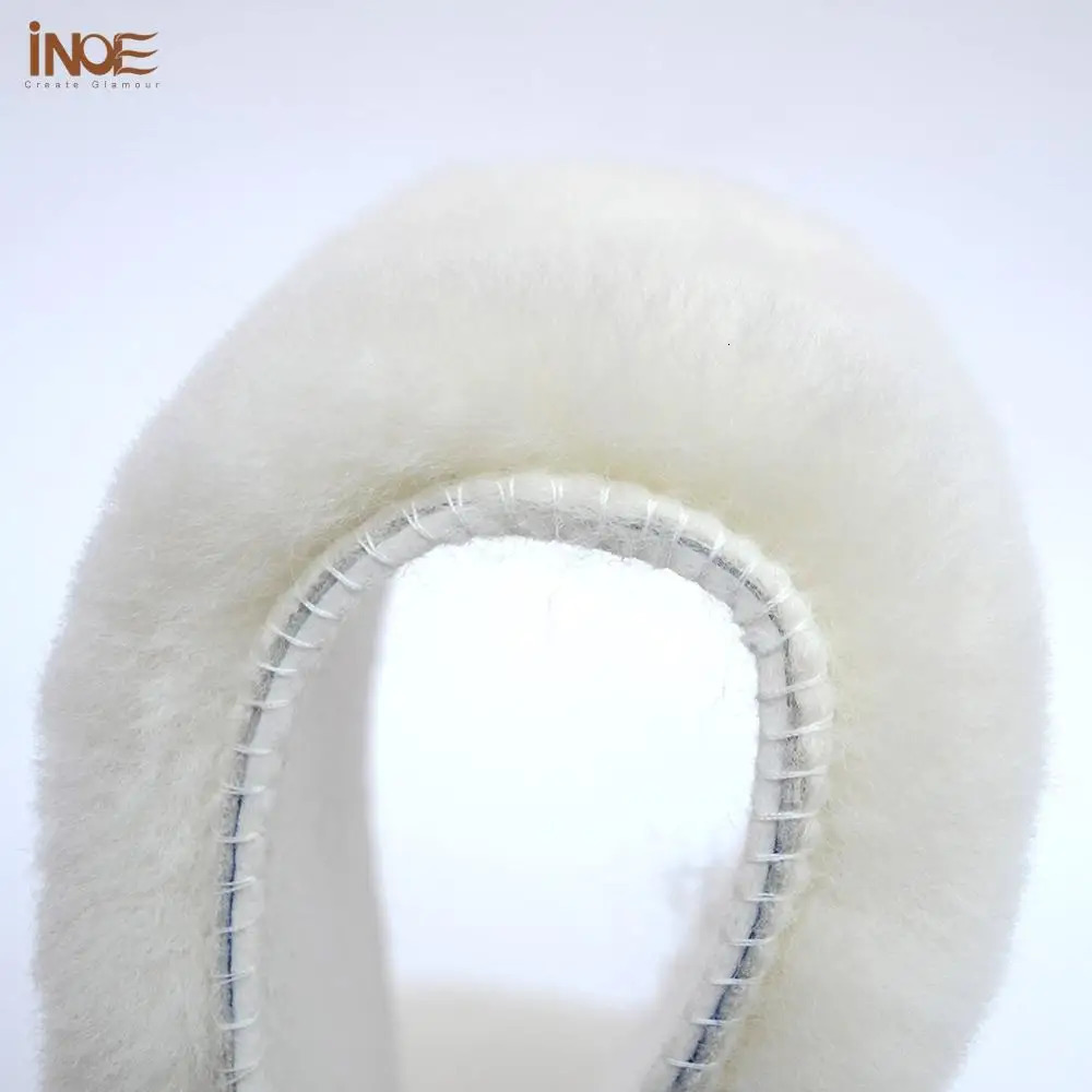 INOE Real Natural Sheep Wool Fur 20mm Length Winter Insole Warm Shoes Pad White Color for Women and Men Size 34-45 High Quality 250106