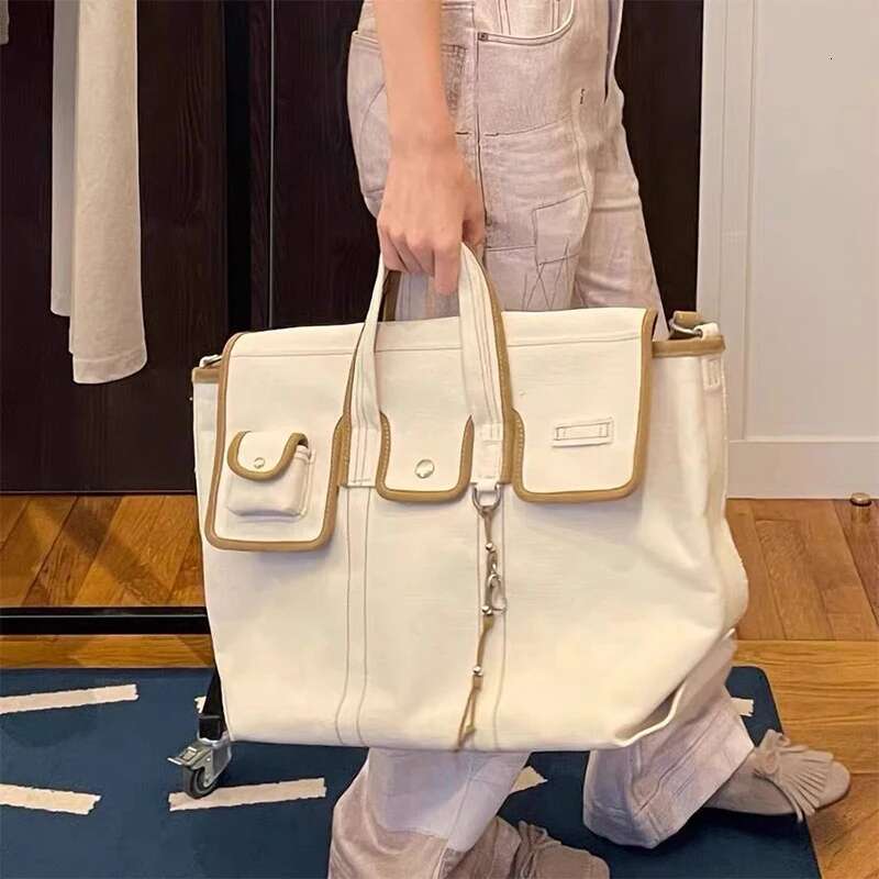 Niche Women's Large Capacity Canvas Fashion Trend Square Messenger Ladies Contrast Color Design Shoulder Bag 2025