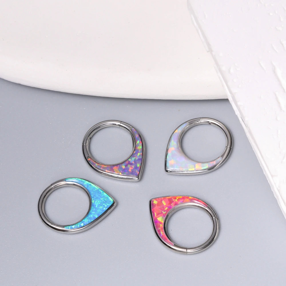 1PCS G23 Opal Septum Nose Ring Hinged Hoop Nose Ring Cartilage Ear Piercing Body Jewelry for Women and man gift 250103