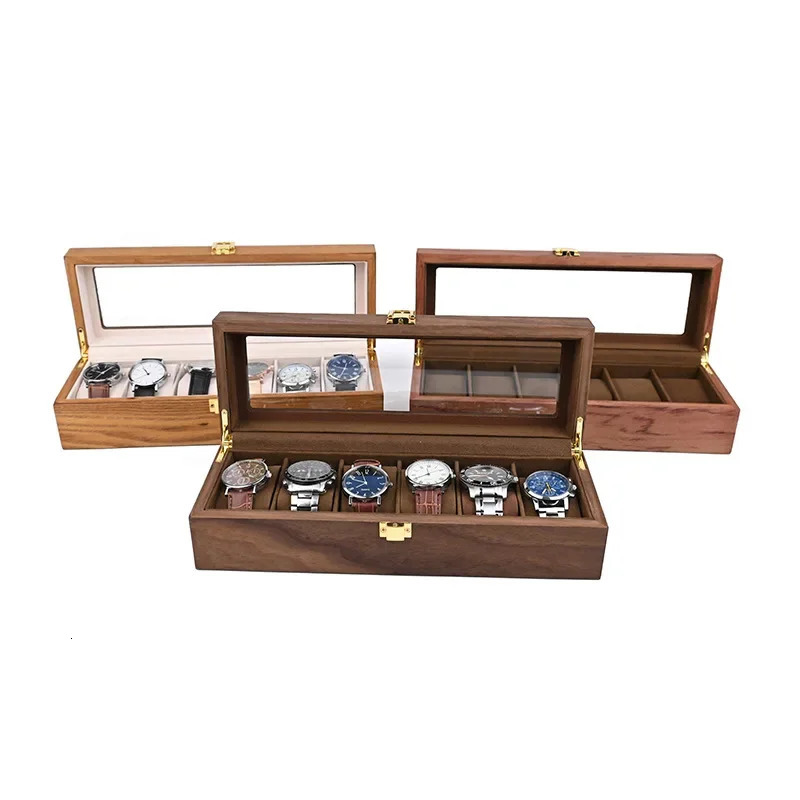 European watch case retro gold lock buckle made of medium density fiberboard material covered with leather customized watch box organizer 250102