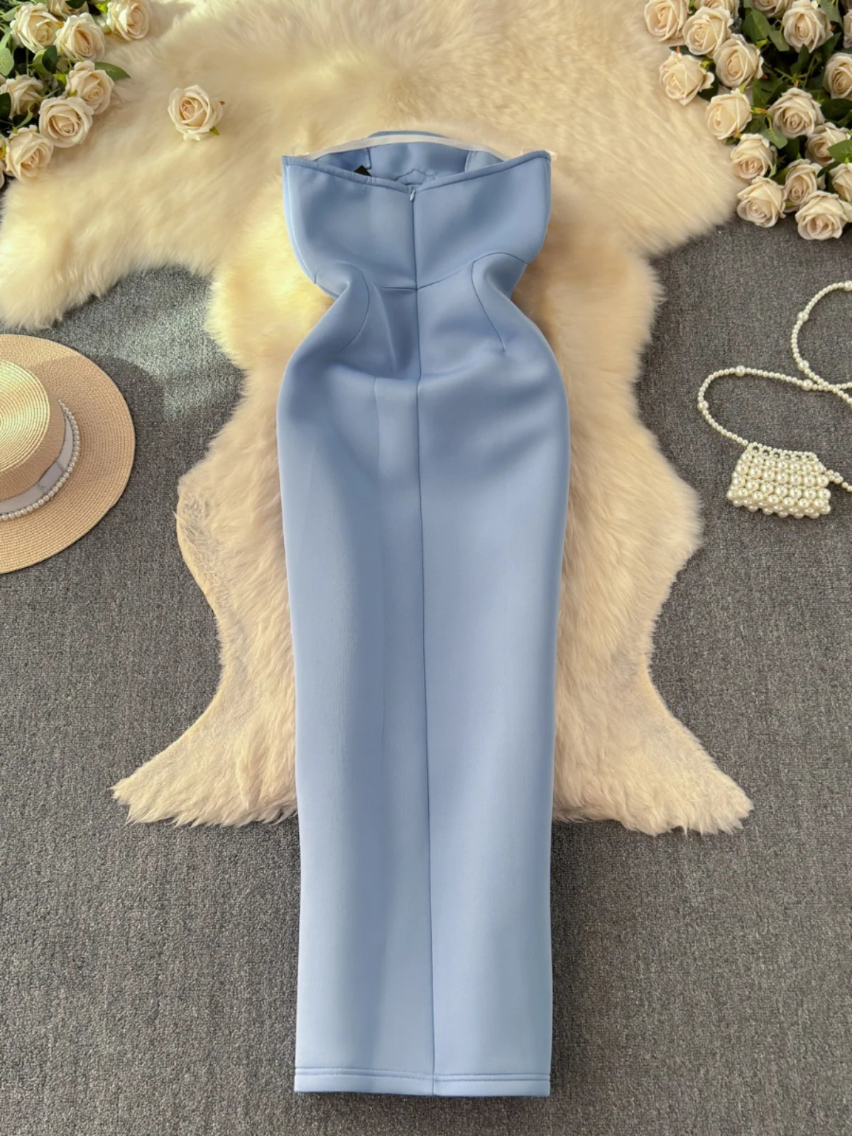 Elegant 3D floral long dress womens 2025 summer sexy backless sloping neck body pencil party evening dress 250103