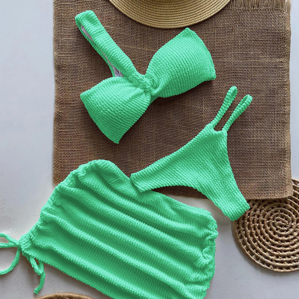 Sexy 3pieces Micro Bikini 2024 Women Swimsuit Female Swimwear Thong Bikinis Set Brazilian Beach Wear Bathing Suit Biquini 250106