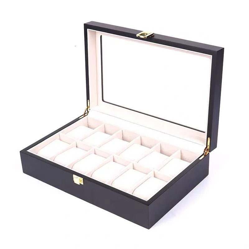 Wood Watch Box Organizer Black Wood Watch Stand Mens Watch Box Jewelry Storage Box 250102