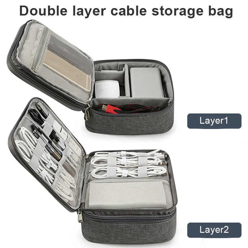 Travel Cable Bag Waterproof Digital USB Charger Storage Portable Office Charging Line Wire Organizer 241226