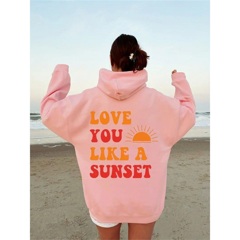 2025 New Fashion Women's Velvet With Letter Pattern Printed Kangaroo Pocket Drawstring Hoodie