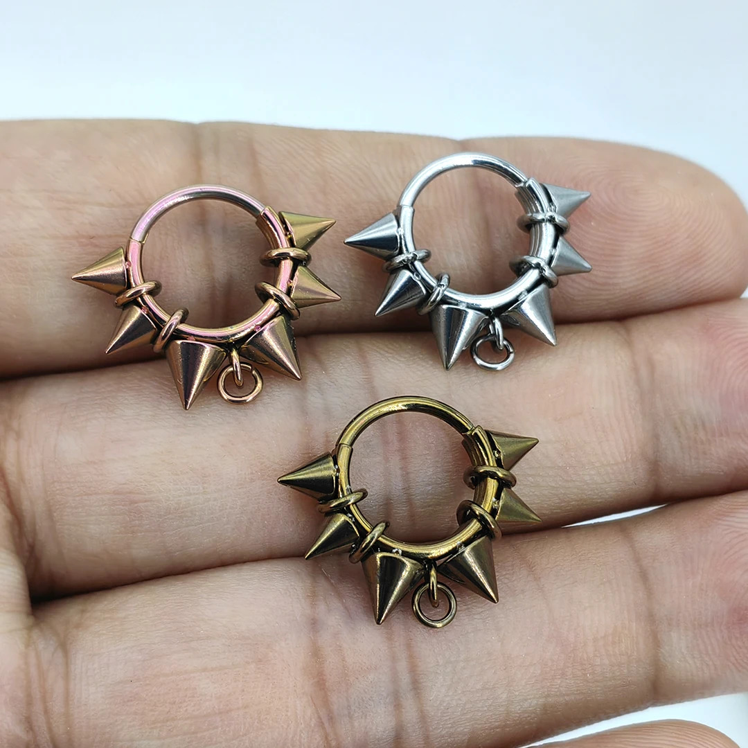 MDNEN ASTM F136 Three Layers Binding Hinged Segment Clicker Earring Cartilage Nose Hoop Septum Rings Piercing Jewelry 250103