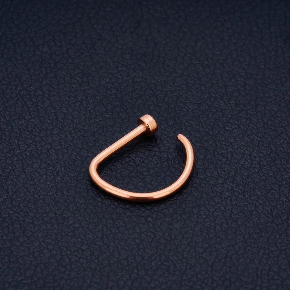 50/100PCS 316L Stainless Steel Letter D Nose Ring Nose Clip Open Ring Mens and Womens Perforated Jewelry Nose Jewelry 250103