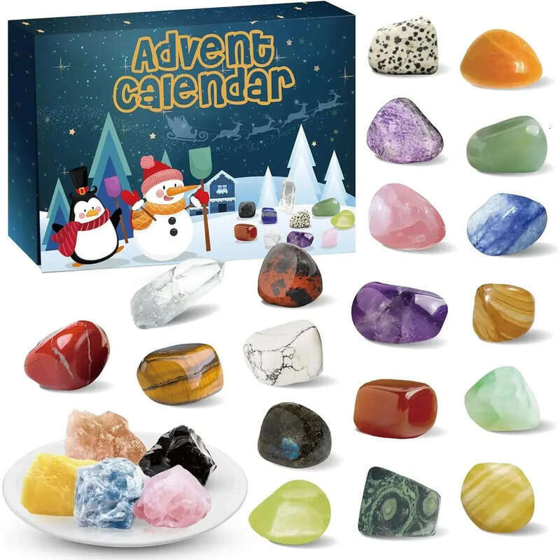 Wholesale Christmas Wholesale Advent Calendar Natural Crystal Gemstones Collection Box 24 Days Countdown Stone Gift For Kids 241023 1023