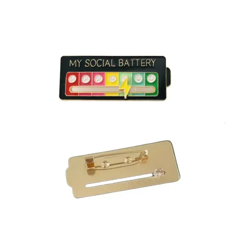 Mood Conversion Brooch Sliding Social Metal Badge Womens Accessories Pin Facial Expression Emotion My Social Power Badges Pin 241230
