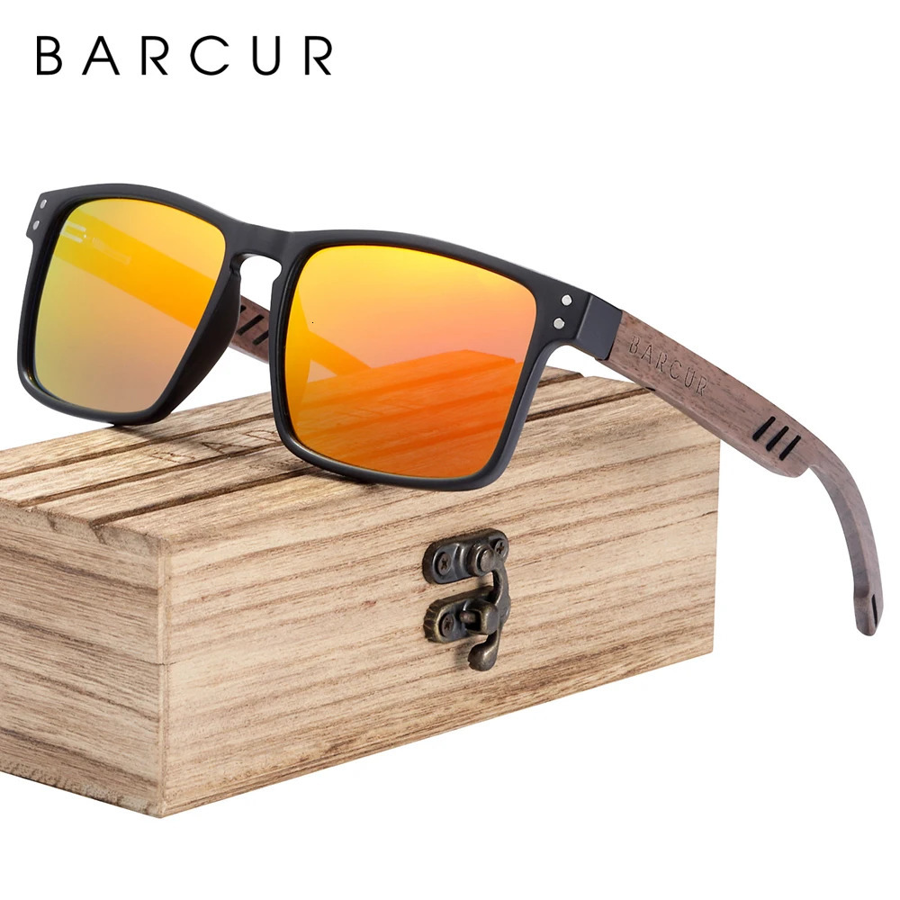 BARCUR Mens Sunglasses for Men er Natural Walnut Wood Sun Glasses Women Polarized Eyewear UV400 Eyewear 250106