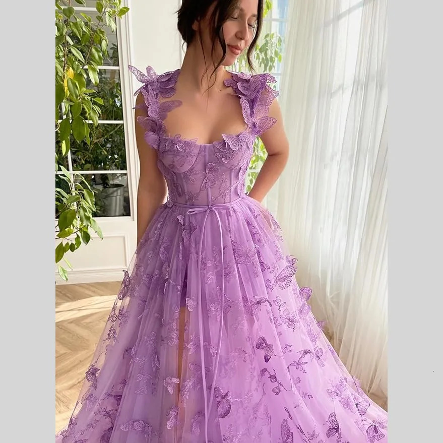 Tight corset long sheer ball dress with 3D butterfly sexy cut ball dress evening dress party wedding form female form 0313 250103