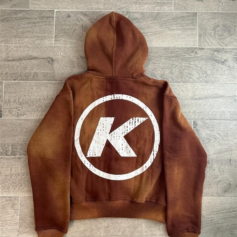American High street vintage letter print hoodie men Y2K Goth Harajuku fashion street zipper hoodie couple loose sweatshirt 241230