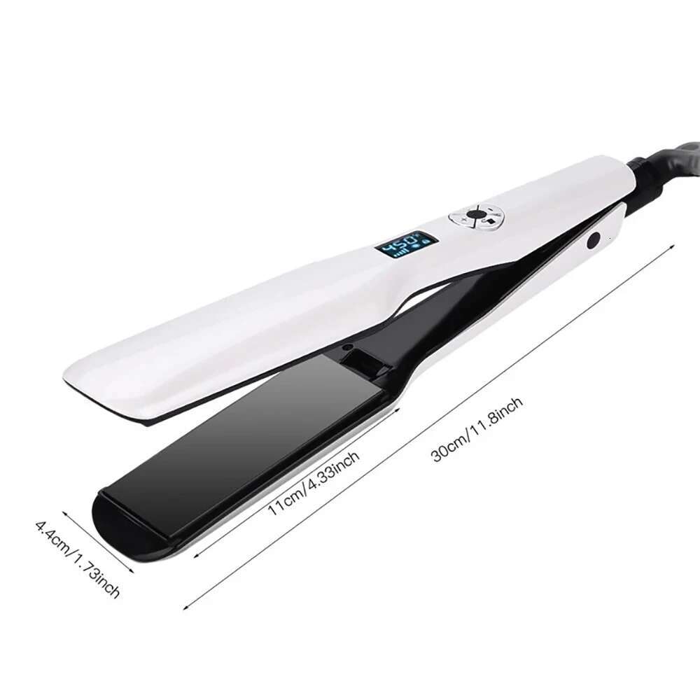Professional Hair Straightener Multi-speed Adjustment PTC Fast Heating Flat Iron with Wide Plate and LED Screen Styg Tools