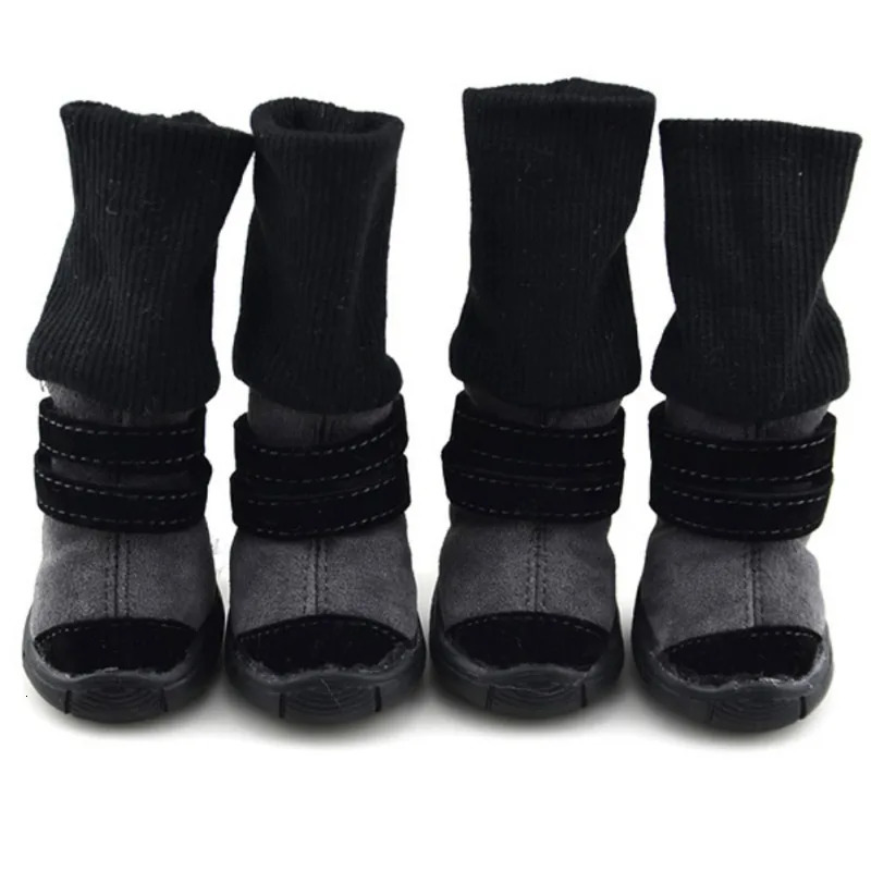 4pcsset Pet Dog Puppy Winter Warm Snow Boots Casual Dog Shoes Pet Slip-Resistant Shoes Teddy Comfortable Cotton-Padded Shoes 250106