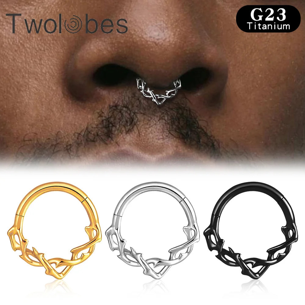 Twolobes 1PCS G23 Round Thorns Nose Rings Cartilage Hoop Earrings Segment Septum Clickers Piercing Jewelry Cool 250103