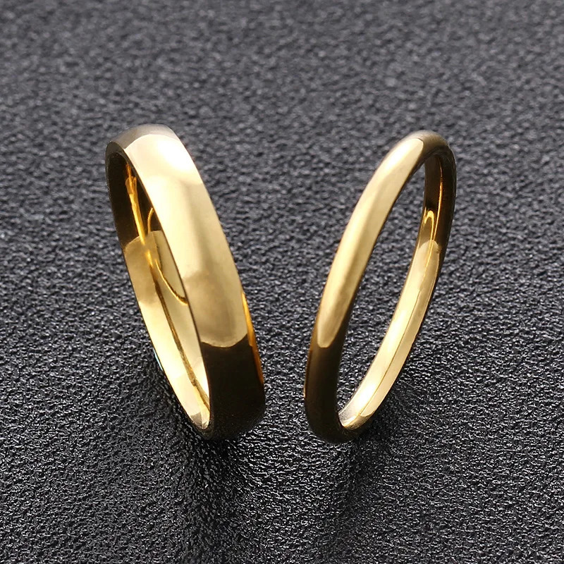 High quality steel plated 18K gold ring couple ring Europe and the United States men and women 2mm4mm6mm8mm simple ring 250103