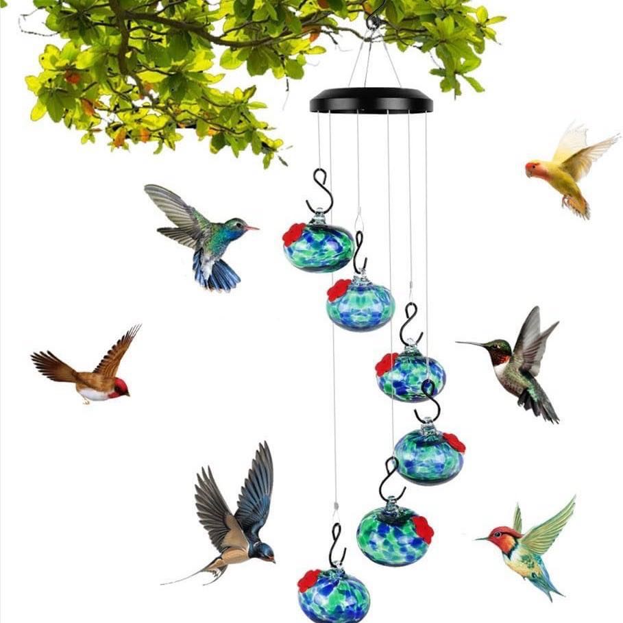 Outside Birdfeeder Hummingbird Feeders With Wind Chimes Leak-Proof Garden Decor Bee Guard And Bee Proof Accessories