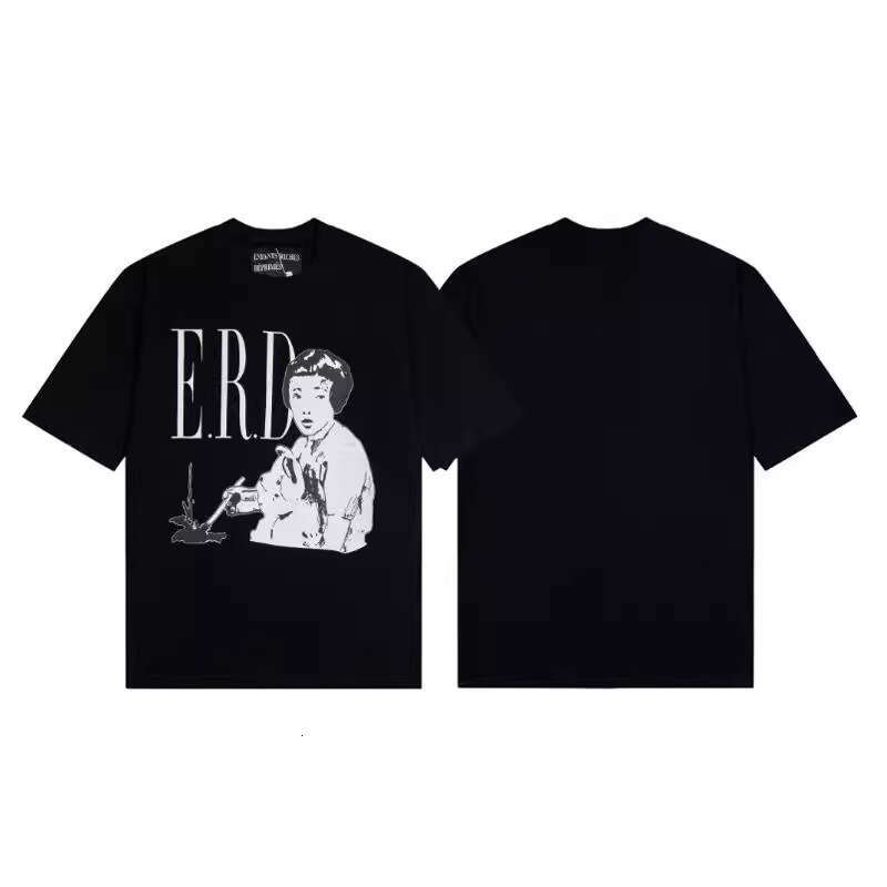 New Melancholic Rich Second Generation Alphabet Portrait Printed Loose Casual Short sleeved T-shirt Brand Men's and Women's Trendy