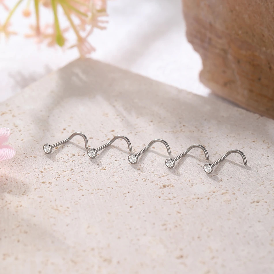 20Pcs/50Pcs Nose Ring Set Nostril Earring Nariz Piercing Women Nose Stud Piercing CZ 1.5/2/2.5/3mm Top Body Jewelry 250103