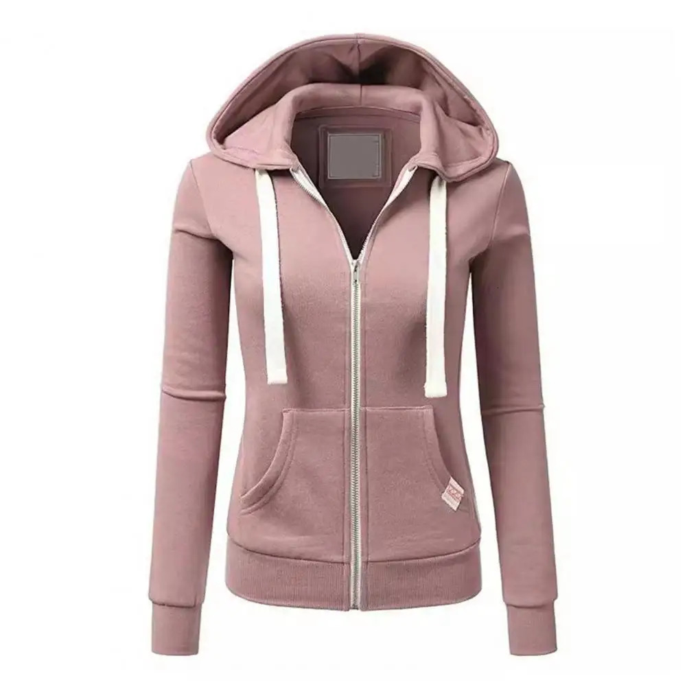 Women Sports Hoodie Womens Drawstring Hooded Zip-up Jacket with Elastic Cuff Pockets Fall Winter Sport Fitness Coat for Slim 250106