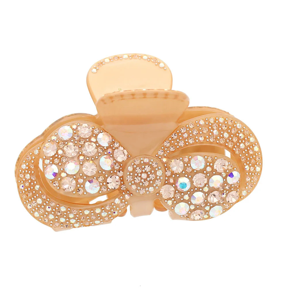 Spark Rhinestones Hair Claw Clip for Women Girls Big Handmade Hair Jewelry Ornament Accessory - Ponytail Holder Bridal 250106