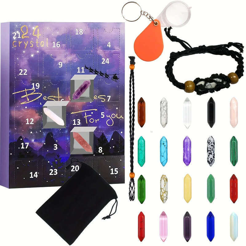 Wholesale Christmas Wholesale Advent Calendar Natural Crystal Gemstones Collection Box 24 Days Countdown Stone Gift For Kids 241023 1023