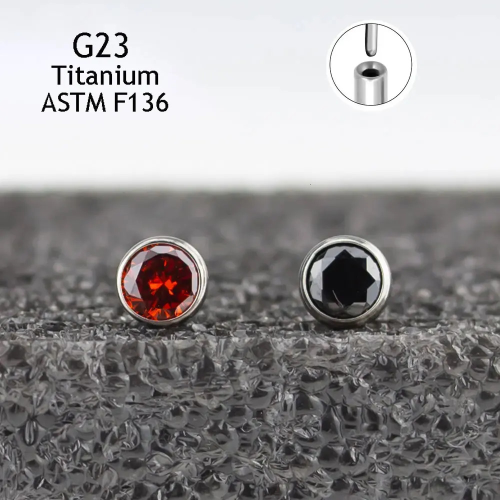 Wholesale F136 Earrings Threadless 5mm top Zircon Nose Piercing Push Pin Lip Studs Labret Nostril Rings Fashion Jewelry 250103