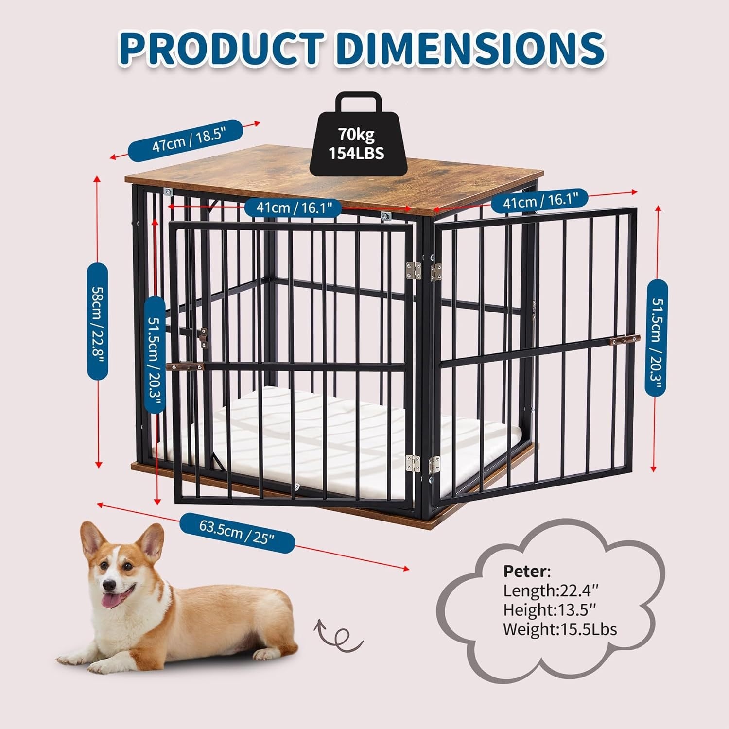 Spacious Multi-Door Pet Cage with Iron Door and Desktop Storage