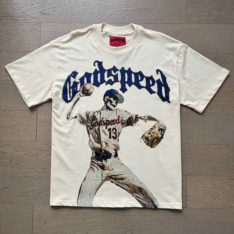Designer Godspeed T Classic Graphic Tee Mens Shirt Vintage Printed Skull Wash Water To Make Old Cotton Short Sleeve Top Qualit